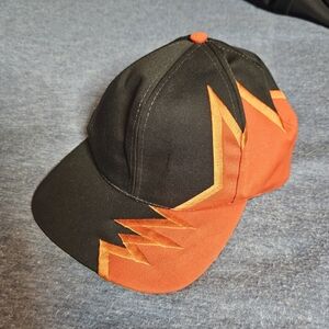 Vintage Art Headwear 90s Lighting Bolt  Strapback Black Orange Cap Hat